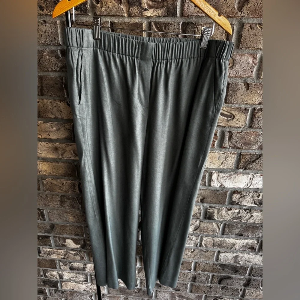 J.Jill Women Gray Linen Blend Pull On Pants Elastic Waist Casual Size M
